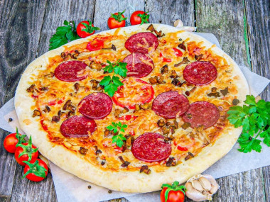 Pizza bez drożdży na mleku w piekarniku