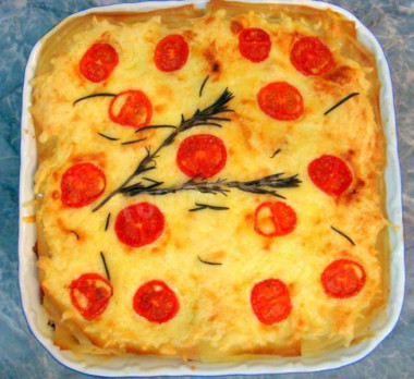 lasagne warzywna z bakłażanem, cukinią i mozzarellą