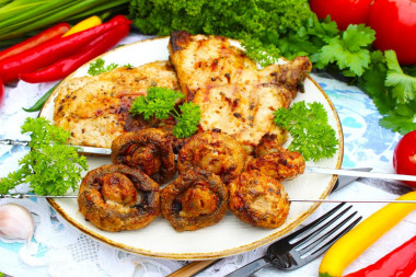 pieczarki na ognisku smażone